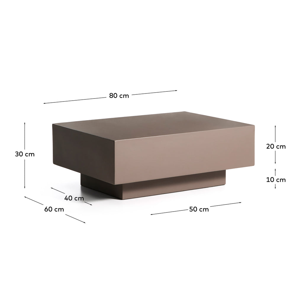 Table basse Rustella en ciment marron 80 x 60 cm