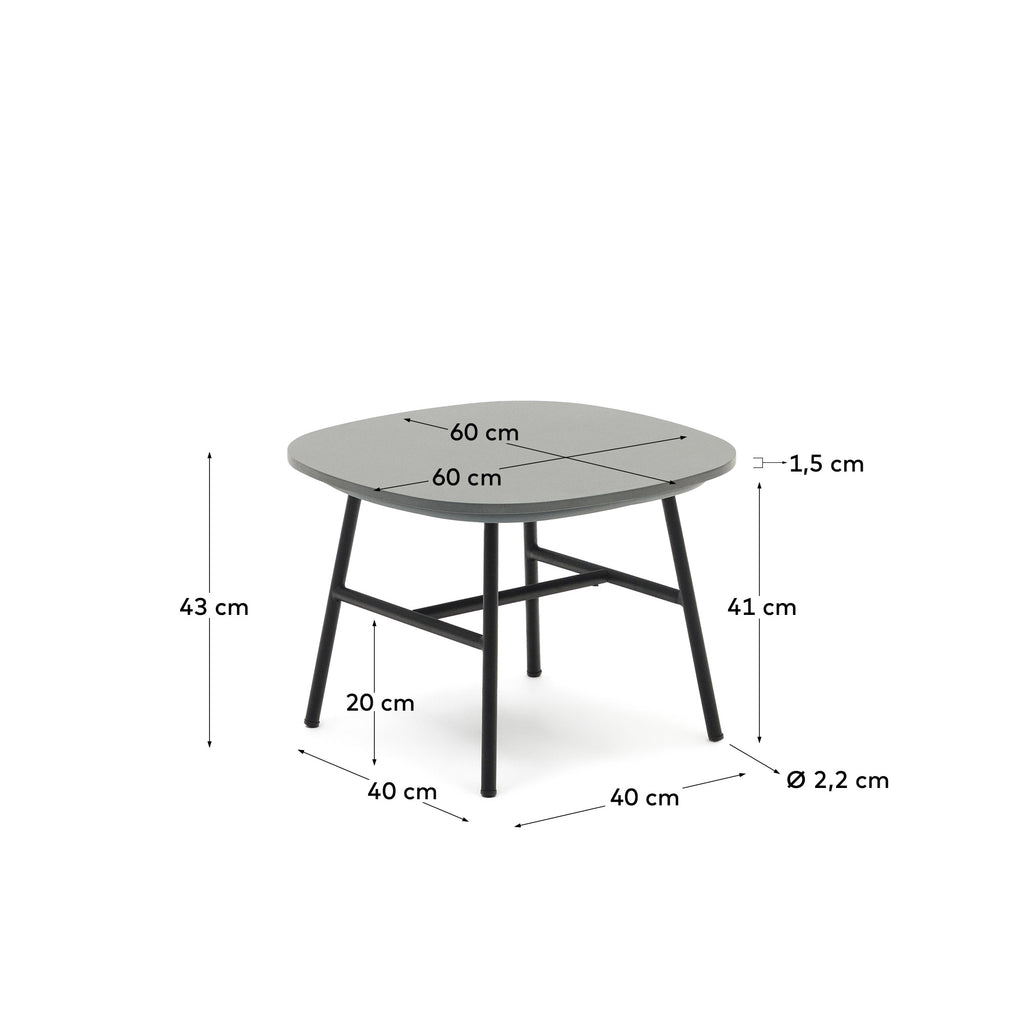 Table d'appoint Bramant en acier finition noire 60 x 60 cm