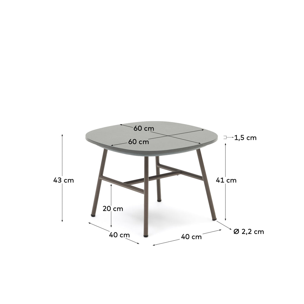 Table d'appoint Bramant en acier finition mauve 60 x 60 cm