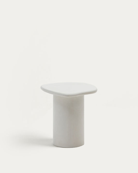 Table d'appoint Macarella en ciment blanc 48 x 47 cm