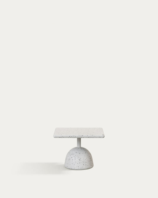 Table basse Saura en terrazzo blanc avec un plateau en terrazzo blanc 32 x 48 x 48