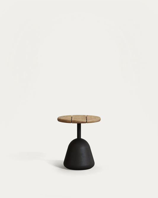 Table basse Saura en métal noir avec plateau en acacia naturel 45 x Ø43 cm FSC 100 %