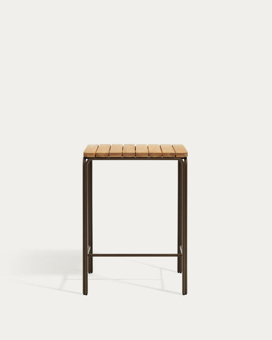 Table haute d'extérieur Salguer bois acacia acier marron 70 x 70 cm FSC 100%