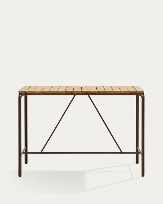 Table haute d'extérieur Salguer bois acacia acier marron 140 x 70 cm FSC 100%