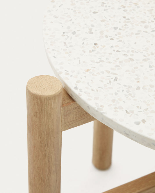 Table d'appoint Pola en ciment et bois d'eucalyptus Ø 50 cm FSC