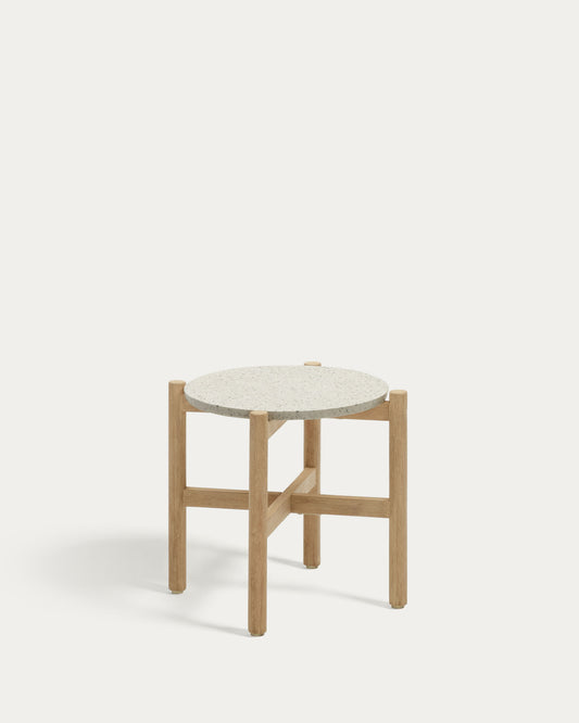 Table d'appoint Pola en ciment et bois d'eucalyptus Ø 50 cm FSC