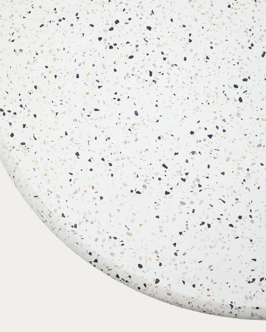 Plateau de table rond d'extérieur Saura en terrazzo blanc Ø 70 cm