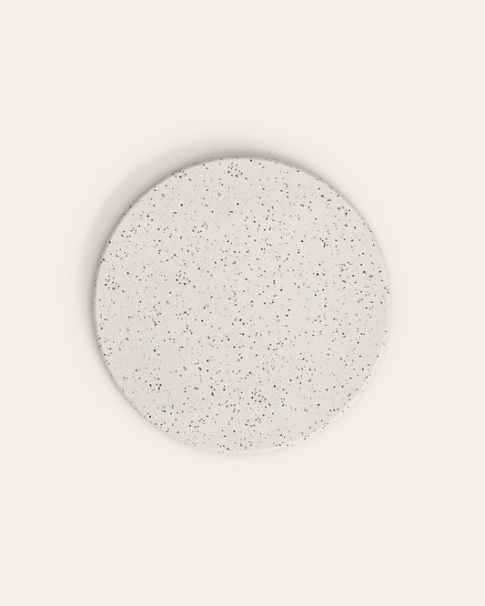 Plateau de table rond d'extérieur Saura en terrazzo blanc Ø 70 cm