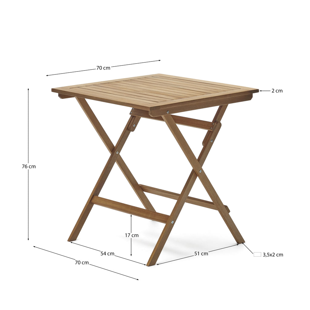 Table de jardin pliante Sadirar en bois d'acacia 70 x 70 cm FSC 100 %
