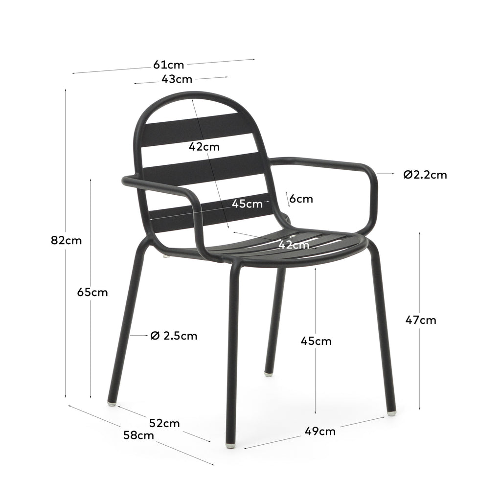 Chaise empilable d’extérieur Joncols en aluminium avec finition peinte grise