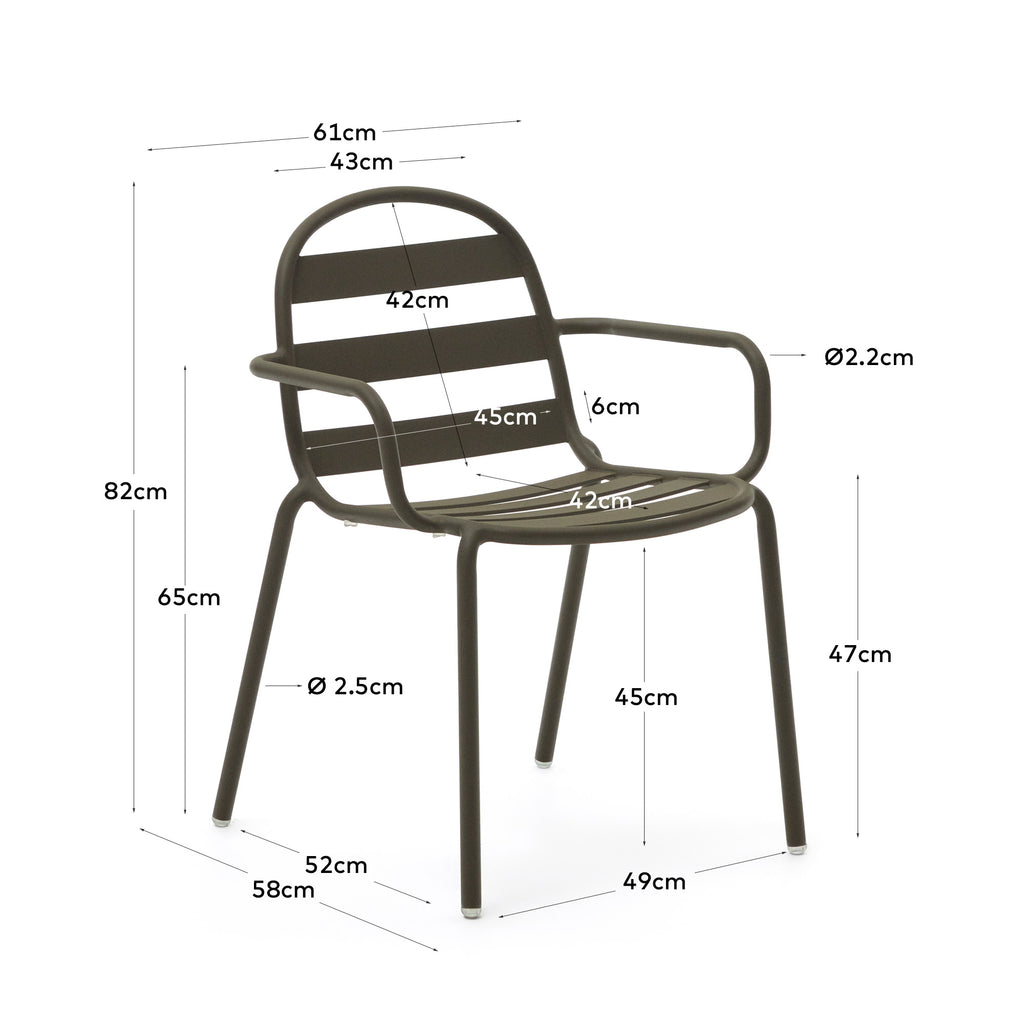 Chaise empilable d’extérieur Joncols en aluminium avec finition peinte verte