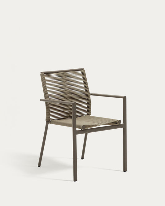 Chaise empilable d’extérieur Culip en corde et aluminium taupe