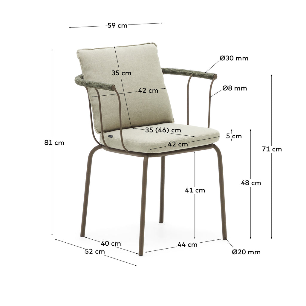 Chaise empilable Salguer en corde et acier finition peinte marron