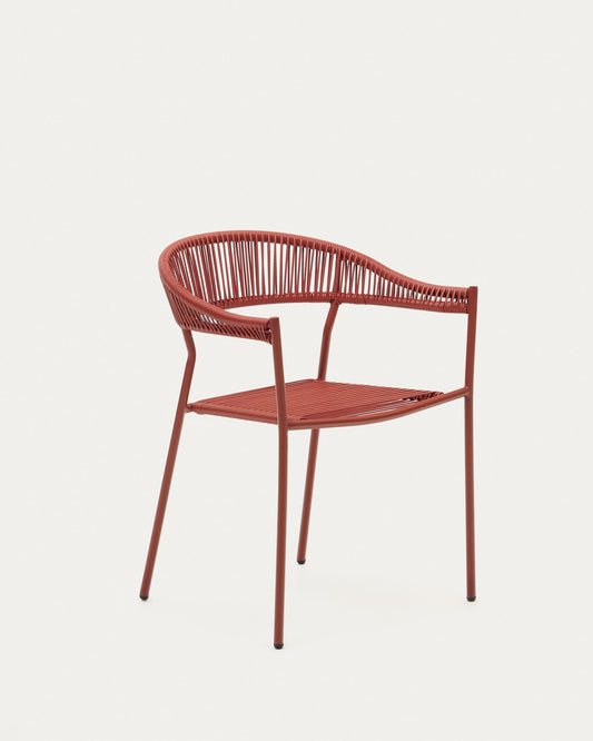 Chaise de jardin Futadera en corde synthétique terracotta et acier peint terracotta