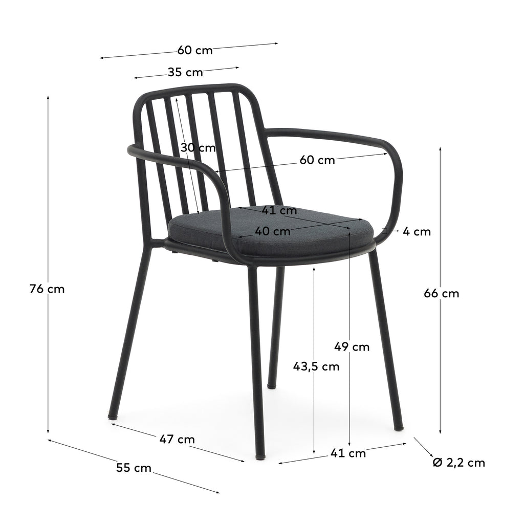 Chaise Bramant en acier finition noire