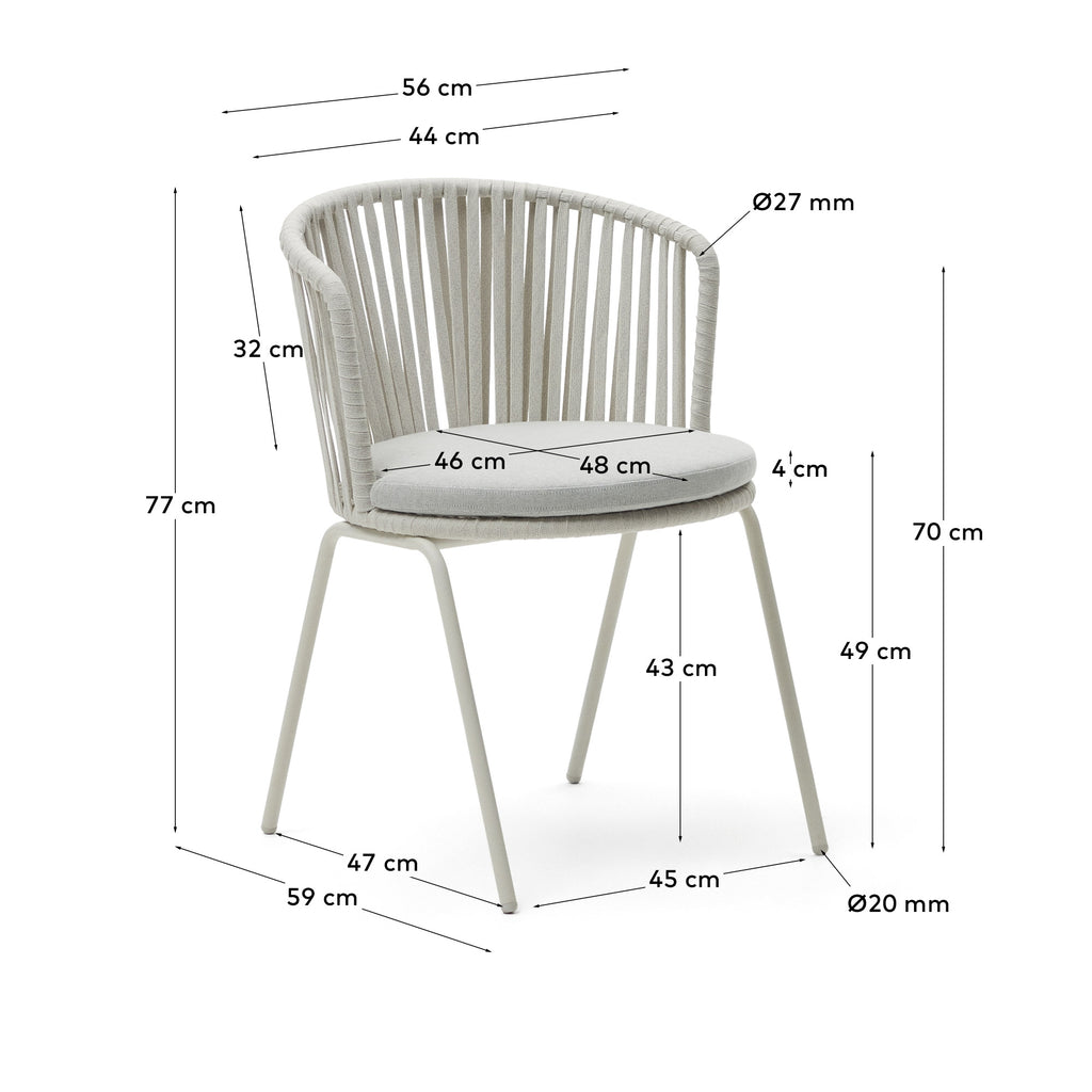 Chaise d'extérieur Saconca en corde et acier galvanisé grise