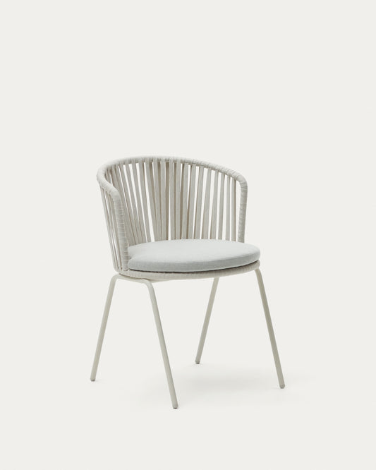 Chaise d'extérieur Saconca en corde et acier galvanisé grise