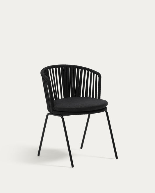 Chaise d'extérieur Saconca en corde et acier galvanisé noire