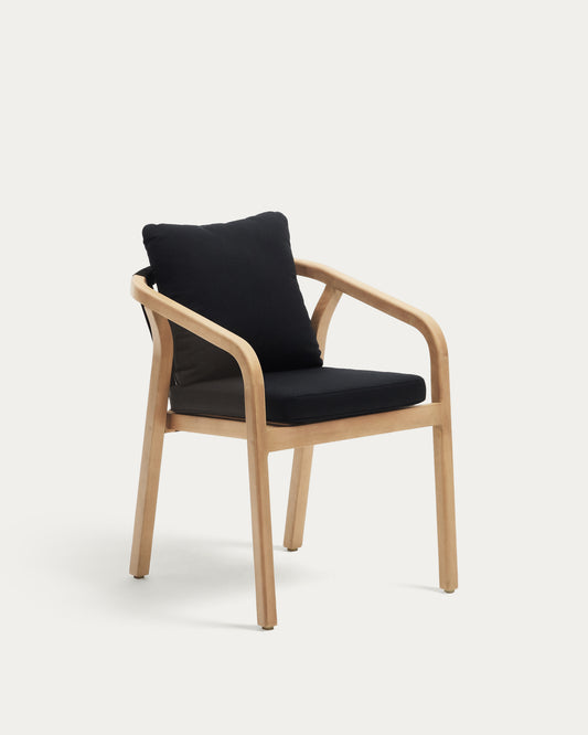 Chaise empilable Malaret en bois massif d’eucalyptus et corde noire FSC 100 %
