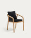 Chaise empilable Malaret en bois massif d’eucalyptus et corde noire FSC 100 %