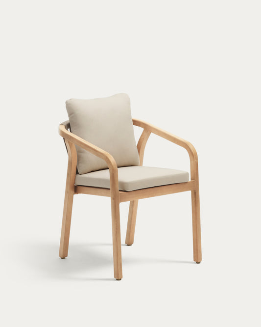 Chaise empilable Malaret en bois massif d’eucalyptus et corde beige FSC 100 %
