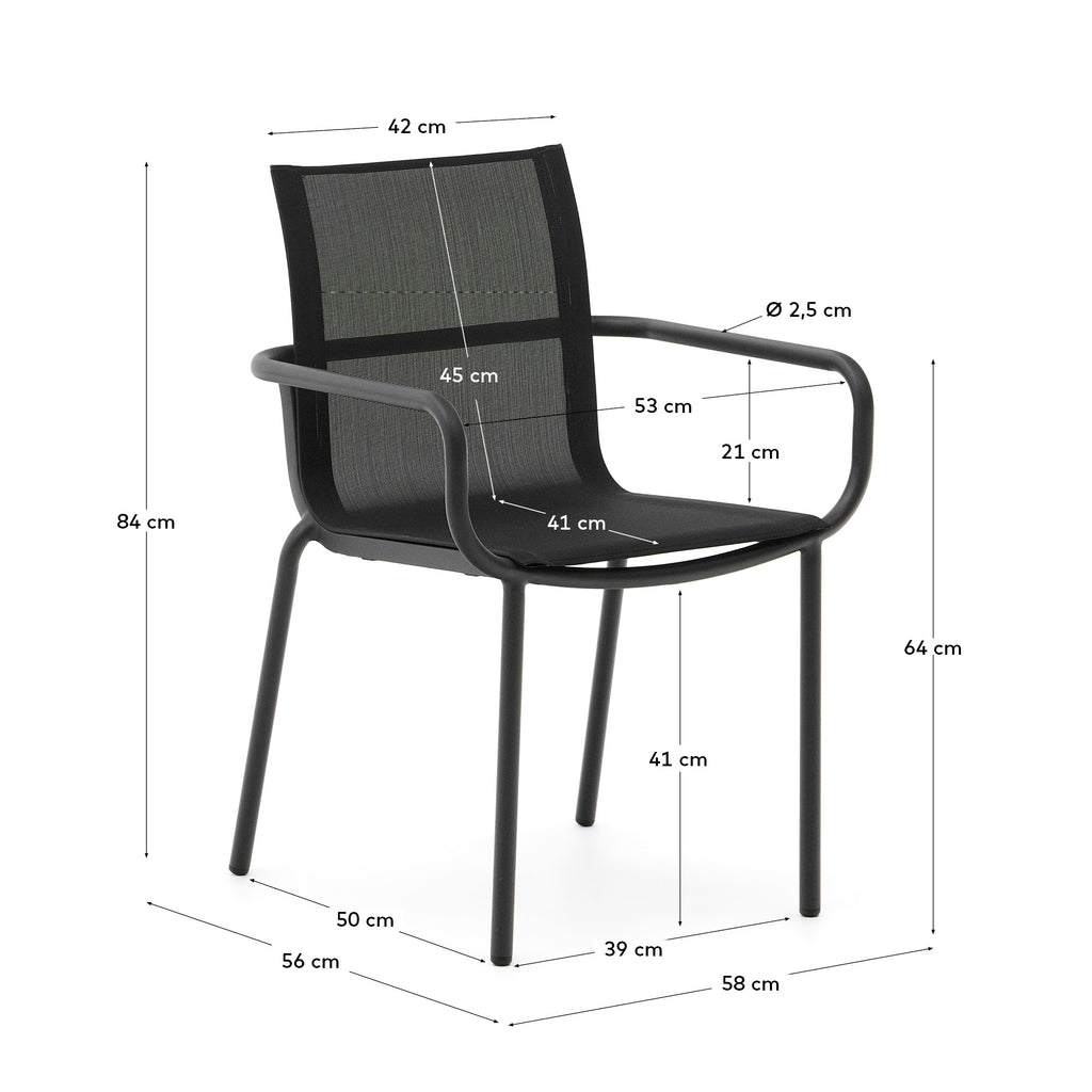 Chaise empilable d’extérieur Galdana en aluminium finition peinte gris foncé