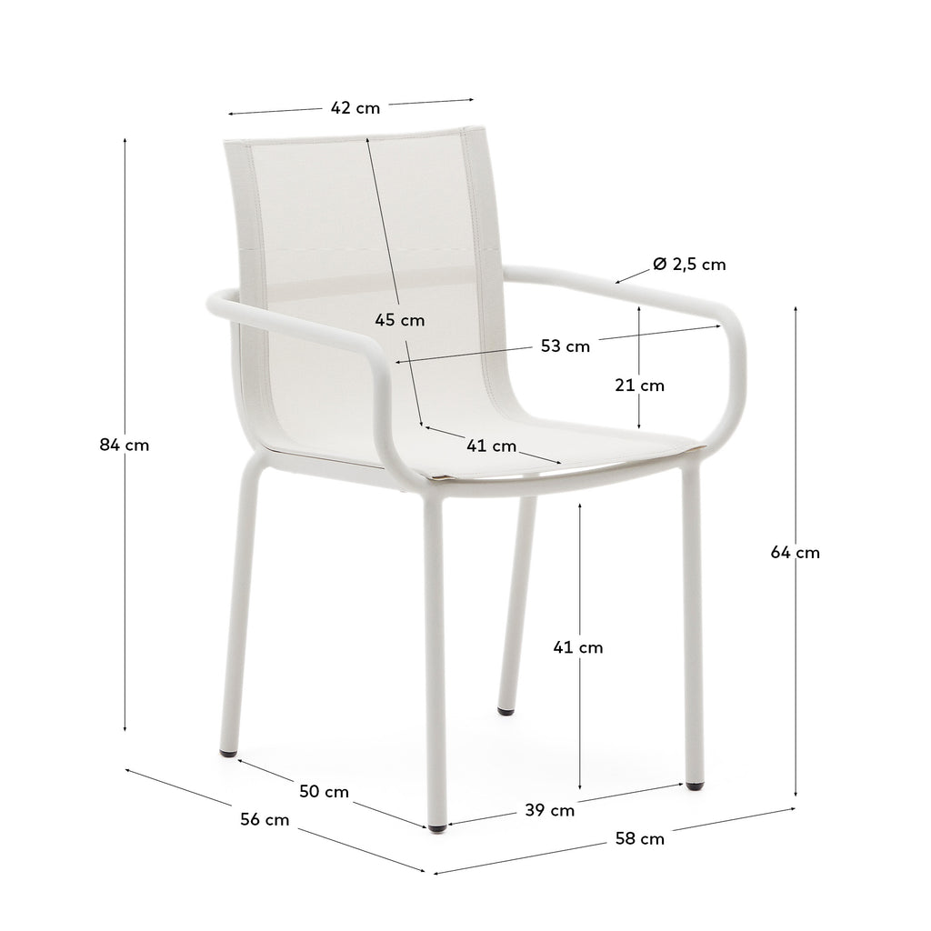 Chaise empilable d’extérieur Galdana en aluminium finition peinte gris clair