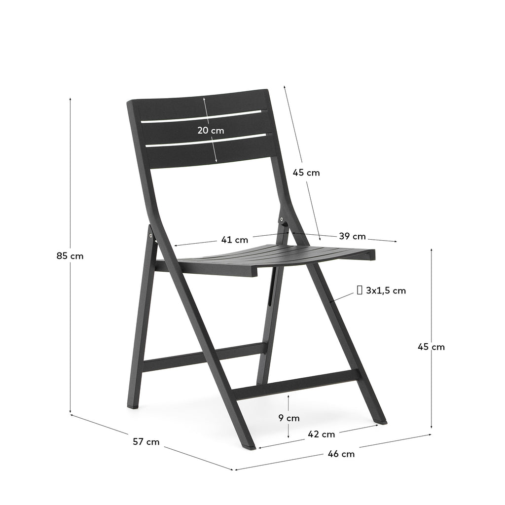 Chaise pliante d'extérieur Torreta en aluminium avec finition gris foncé