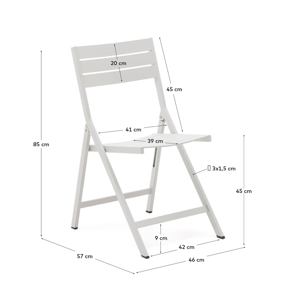 Chaise pliante d'extérieur Torreta en aluminium avec finition gris clair