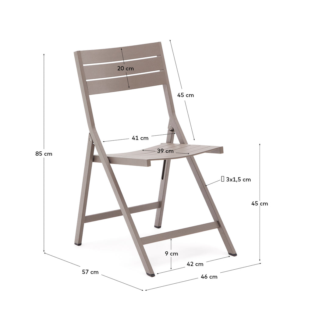 Chaise pliante d'extérieur Torreta en aluminium avec finition marron mat
