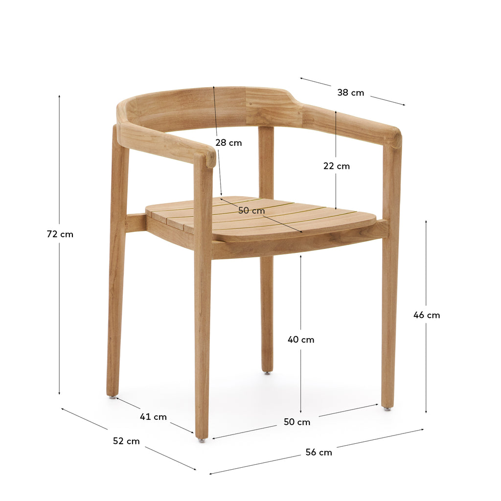 Chaise empilable Icaro en bois massif de teck finition naturelle FSC 100 %