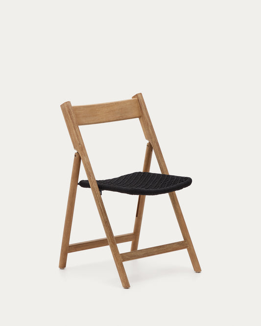 Chaise pliante Dandara bois acacia et structure acier avec corde noire FSC 100 %