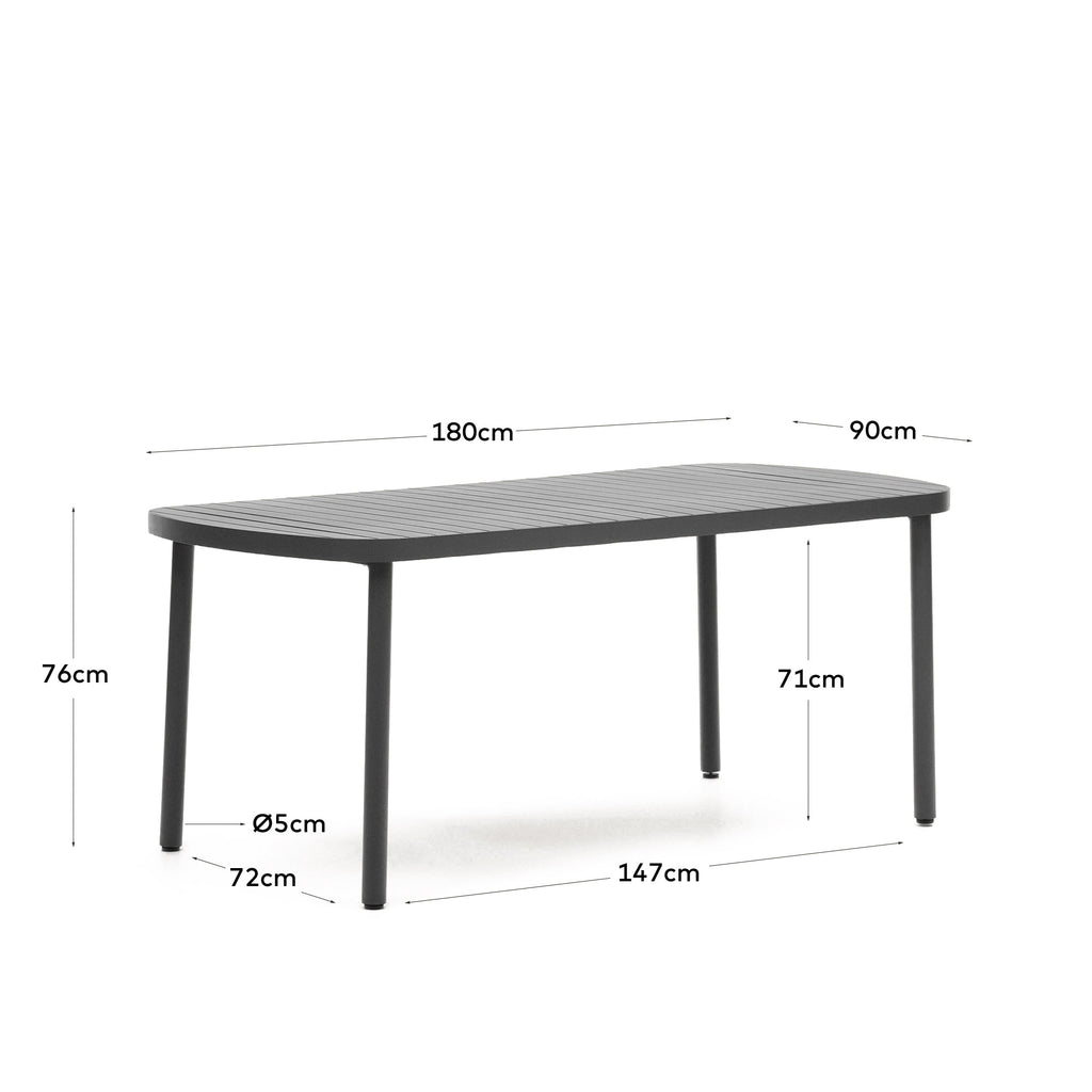 Table de jardin Joncols en aluminium finition peinture grise 180 x 90 cm