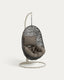 Fauteuil suspendu Florina gris foncé sur pied gris clair