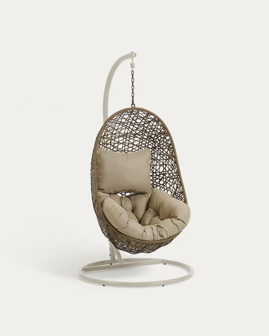 Fauteuil suspendu Florina marron sur pied gris clair