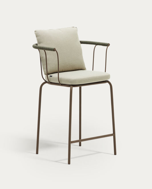 Tabouret Salguer en corde et acier finition peinture marron 66 cm