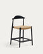 Tabouret Nina en acacia, finition noire et corde beige, hauteur 62 cm FSC 100 %