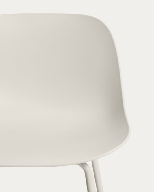 Tabouret Altea beige et pieds en acier finition beige 75 cm