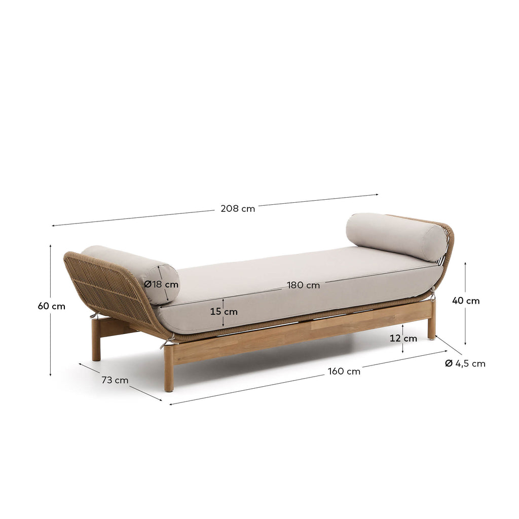 Bain de soleil Catalina beige en corde et bois d'acacia FSC 100%
