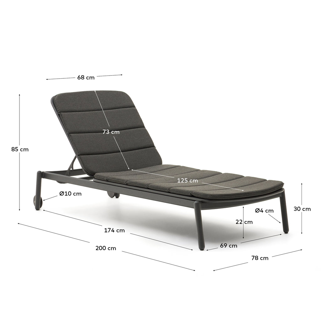 Bain de soleil d’extérieur Marcona en aluminium noir