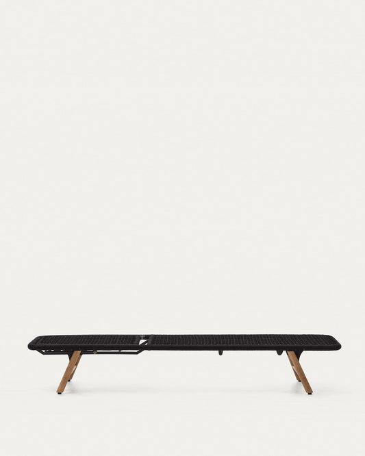 Chaise longue Dandara structure en acier corde noire et pieds en bois acacia FSC 100 %