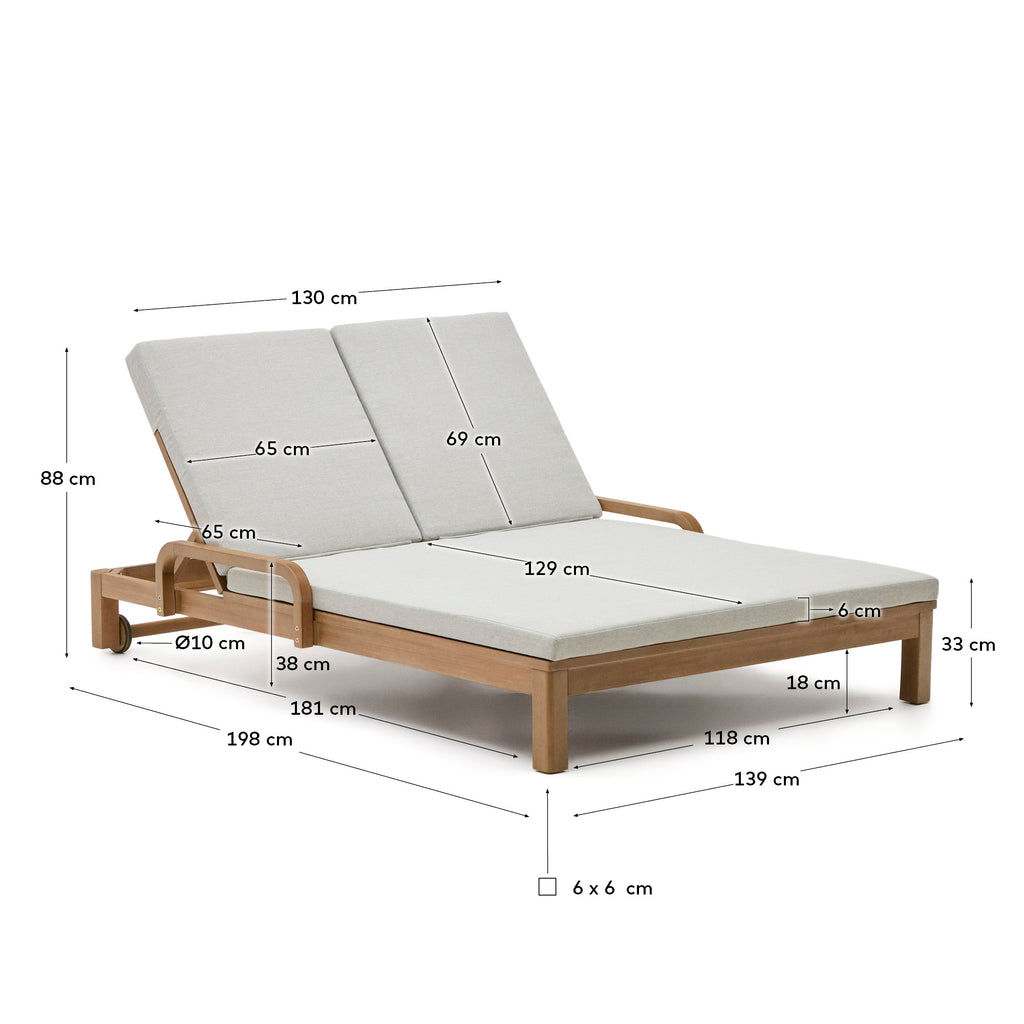 Bain de soleil double Sonsaura en bois d’eucalyptus FSC 100 %