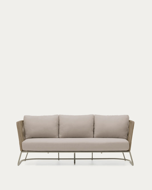 Canapé 3 places d’extérieur Saconca en corde et acier galvanisé beige 189 cm