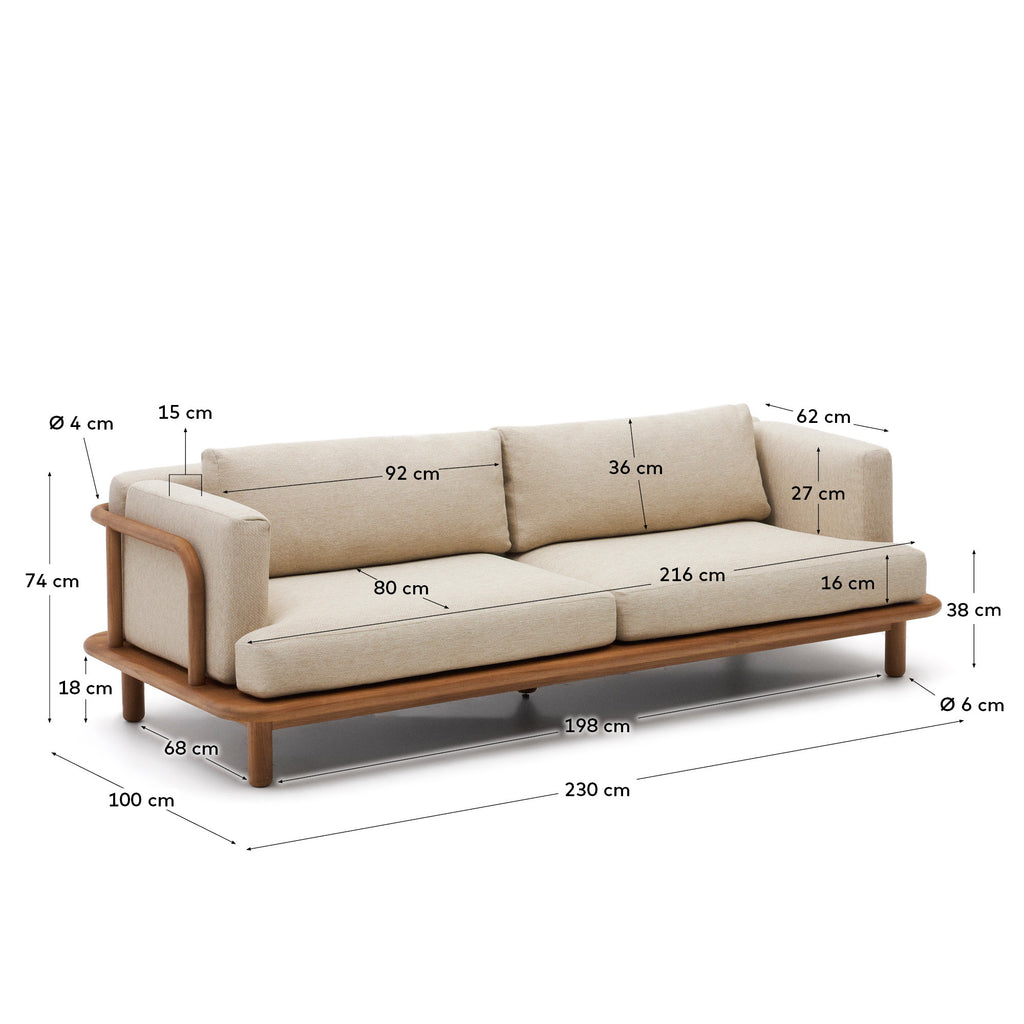 Canapé Turqueta 3 places en bois de teck 230 cm FSC 100 %