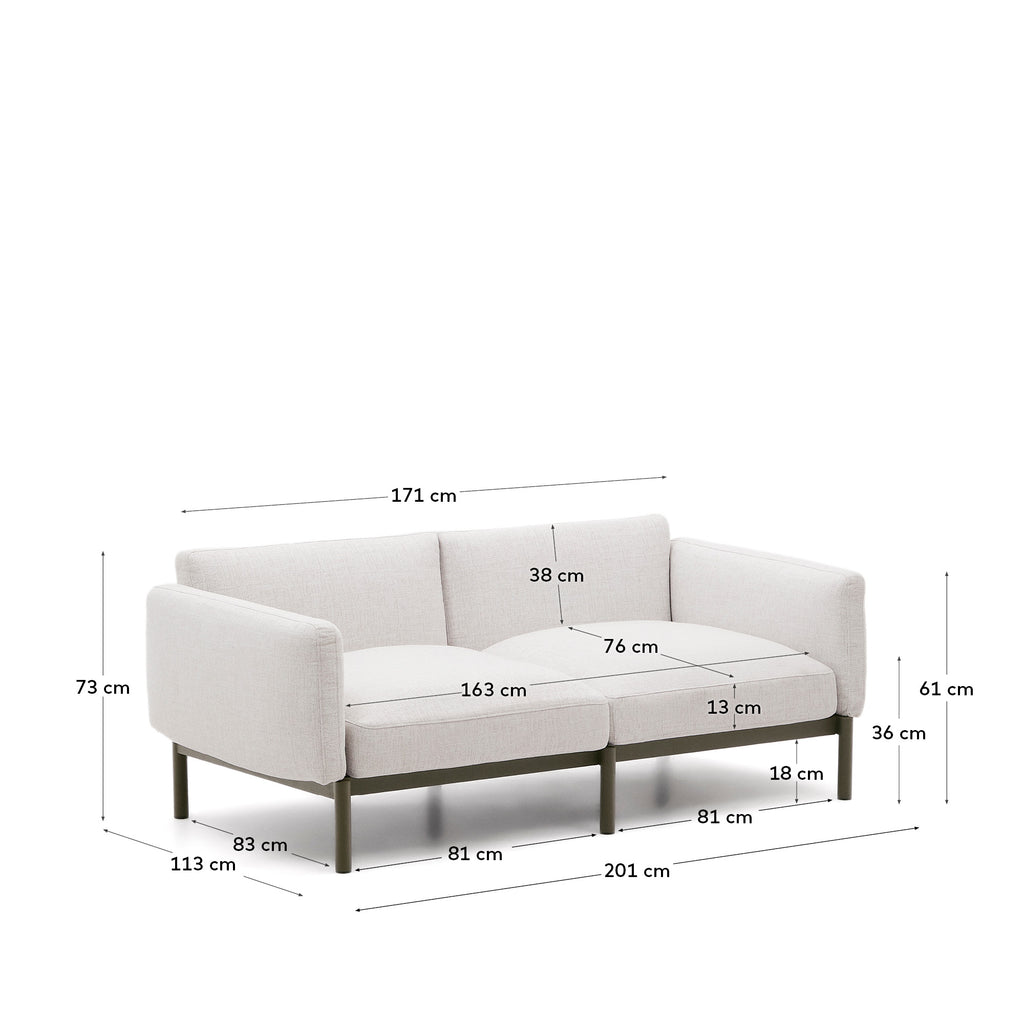 Canapé modulable 2 places d’extérieur Sorells beige et aluminium vert 201 cm