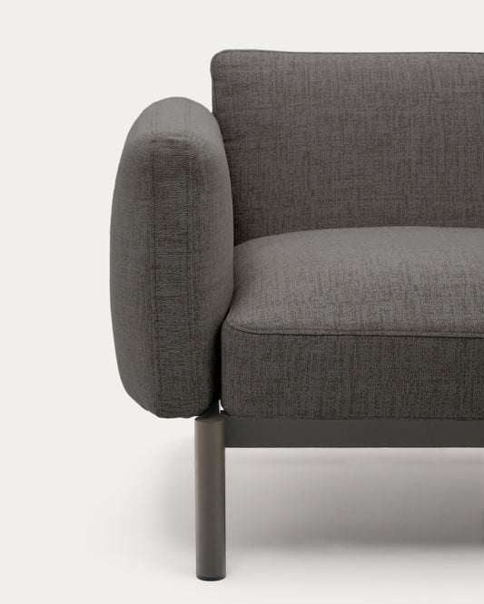 Canapé modulable 2 places d’extérieur Sorells gris et aluminium gris 201 cm