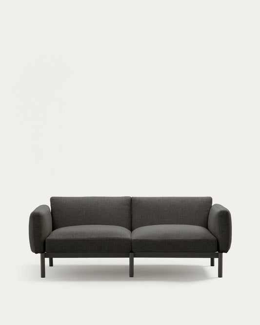 Canapé modulable 2 places d’extérieur Sorells gris et aluminium gris 201 cm