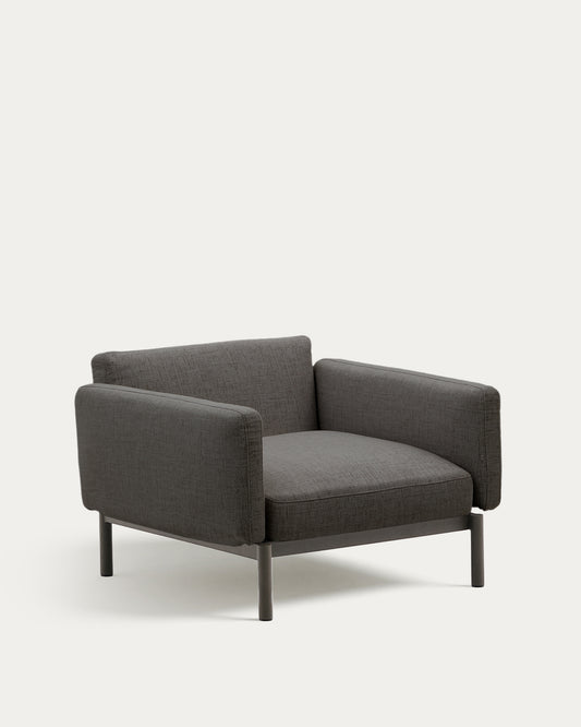 Fauteuil modulable d’extérieur Sorells gris et aluminium gris