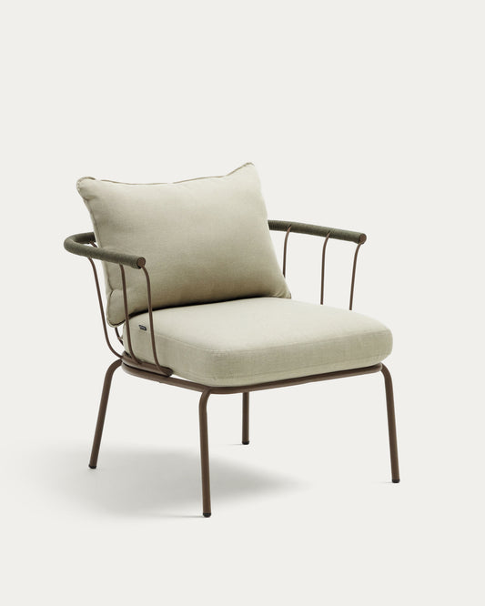 Fauteuil Salguer en corde et acier finition peinture marron