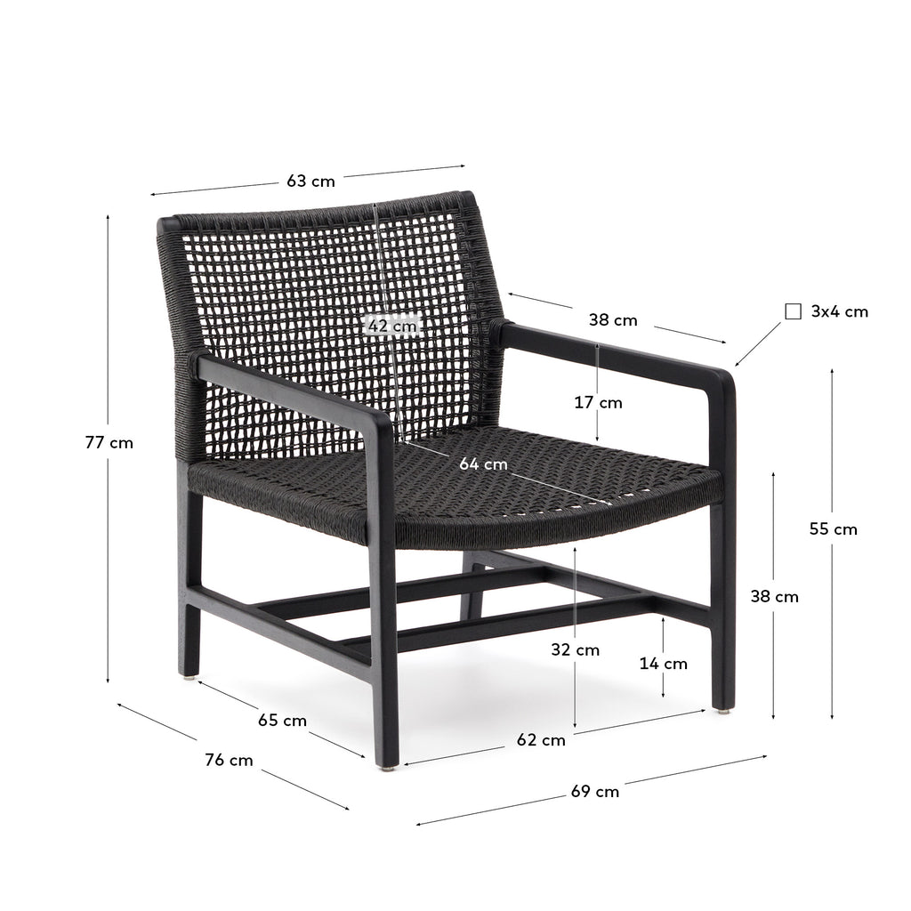 Fauteuil Sabolla en bois de teck finition noire